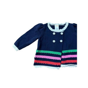 Gymboree Baby Blue Long Sleeve Crew Neck Button Front Blouse Size‎ 6-12 Month